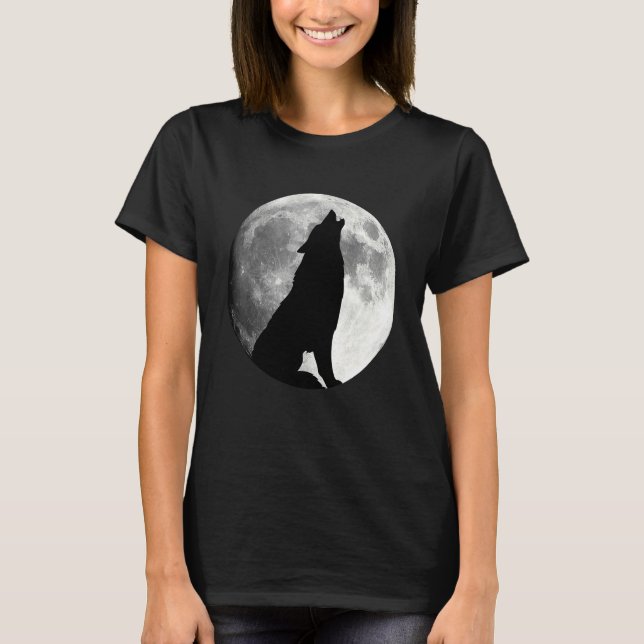 Wolf Howling At Moon Wolf T-Shirt (Front)