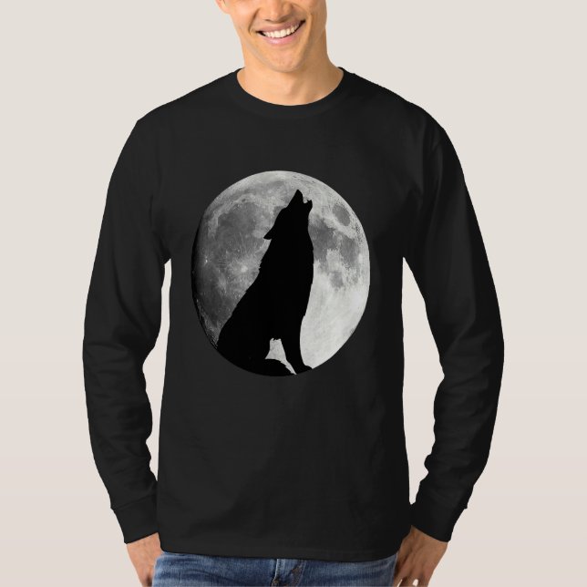 Wolf Howling At Moon Wolf T-Shirt (Front)