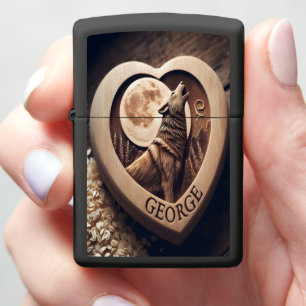 Wolf Howling at Moon Zippo Lighter