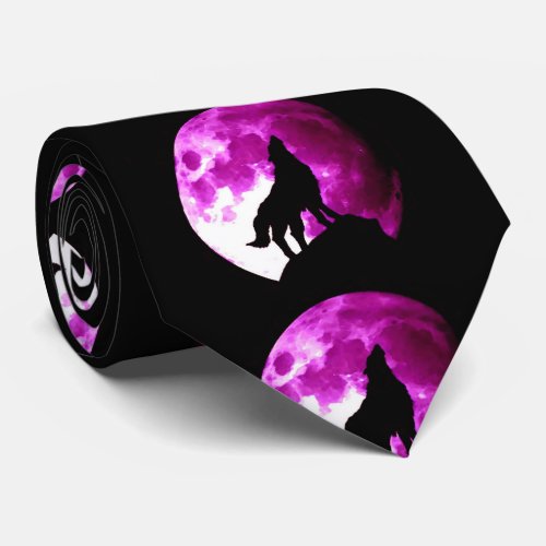 Wolf Howling at Night Moon Tie