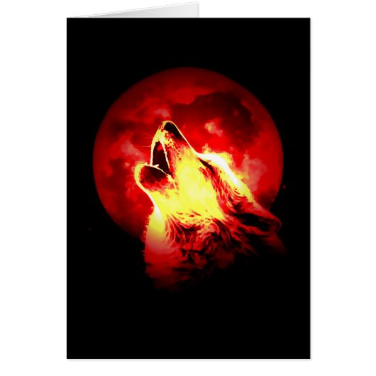 Wolf Howling at Red Night Cards (Front)