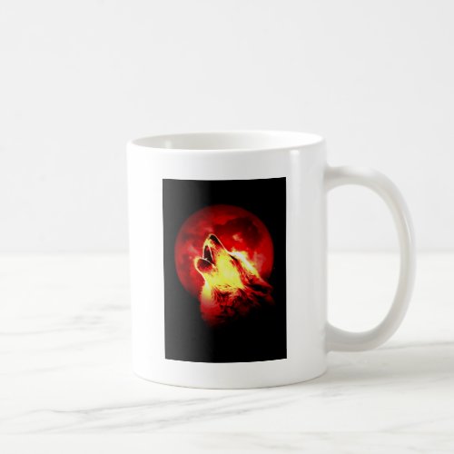 Wolf Howling at Red Night Coffee Mug