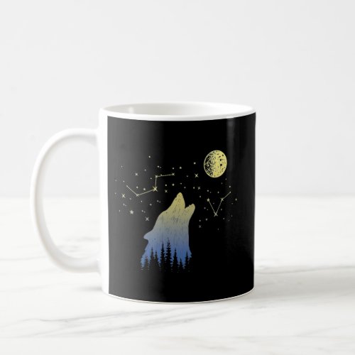 Wolf Howling At Stars Constellations And Moon _ Wo Coffee Mug