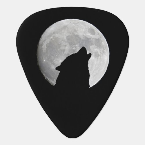 Wolf Howling at The Full Moon Guitar Pick