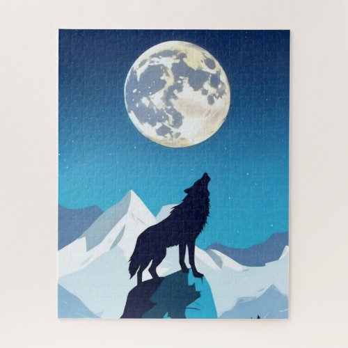Wolf Howling at the Full Moon Jigsaw Puzzle