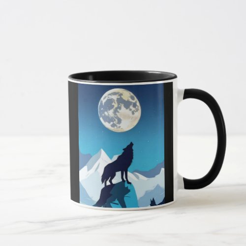 Wolf Howling at the Full Moon Mug