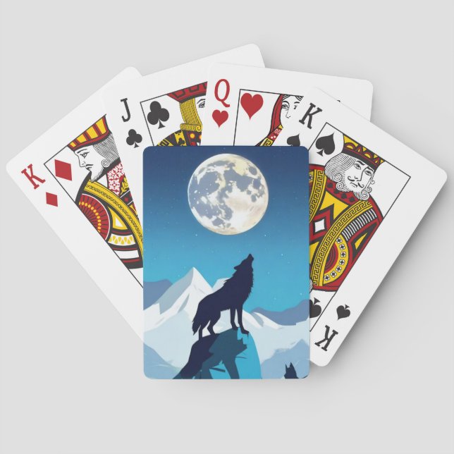 Wolf Howling at the Full Moon Poker Cards (Back)
