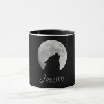 Wolf Howling At The Full Moon, Your Name Mug at Zazzle