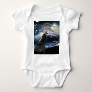 Wolf howling at the moon baby bodysuit