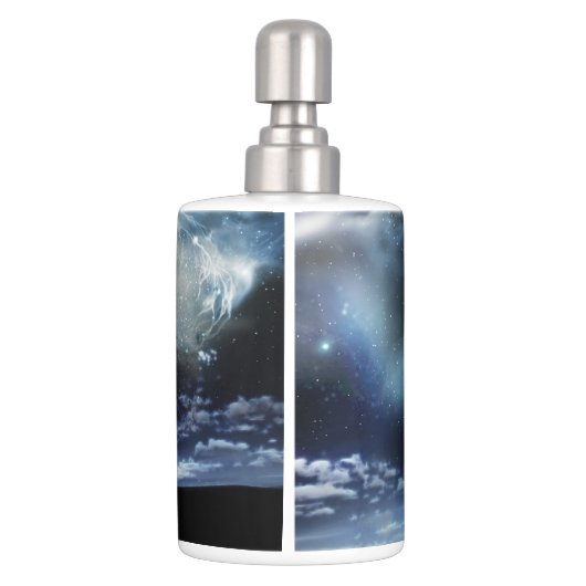 Wolf howling at the moon bathroom set (Back)