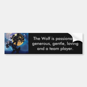 Wolf howling at the moon bumper sticker