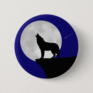 Wolf Howling at the Moon Button