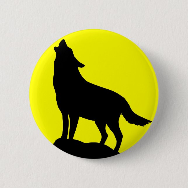 Wolf Howling at the Moon. Button (Front)