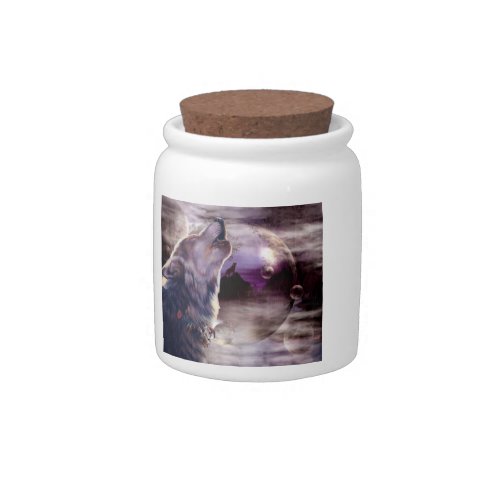 Wolf Howling at The Moon Candy Jar
