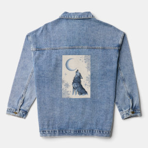wolf howling at the moon denim jacket