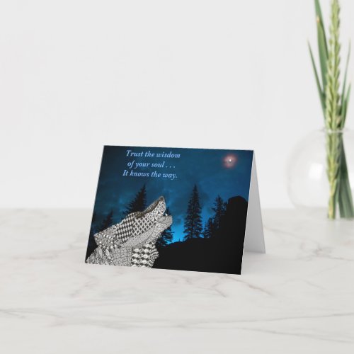 Wolf Howling at the Moon Greeting Card