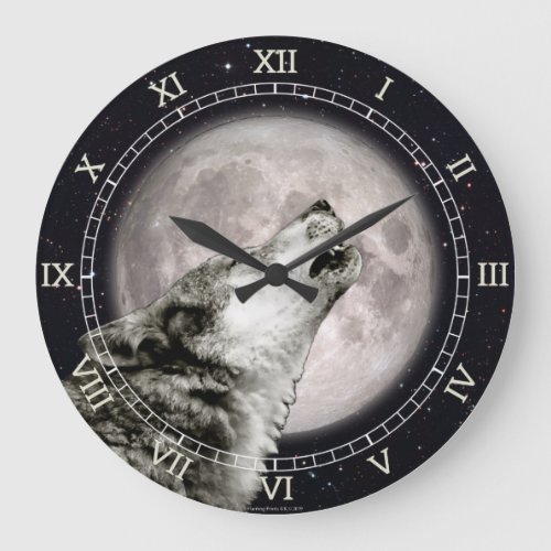 Wolf Howling at the Moon Iconic Wolf Art Gothic Large Clock
