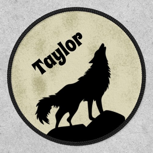 Wolf Howling at the Moon Illustration Personalized Patch