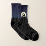 Wolf Howling at the Moon Illustration Personalized Socks