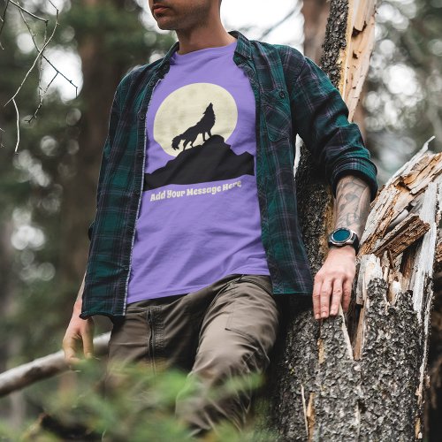 Wolf Howling at the Moon Illustration Personalized Tri_Blend Shirt