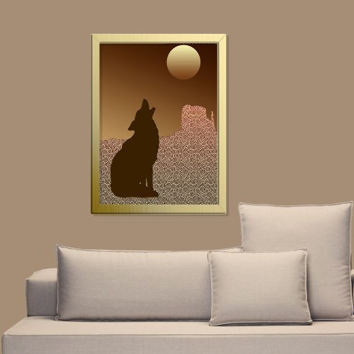 Wolf Howling at the Moon in Brown and Tan Poster