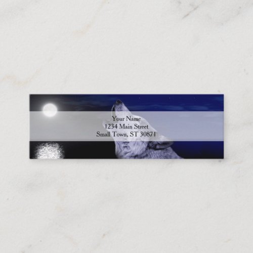 Wolf howling at the moon in the sea mini business card