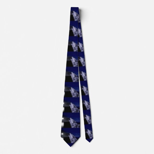 Wolf howling at the moon in the sea neck tie (Front)