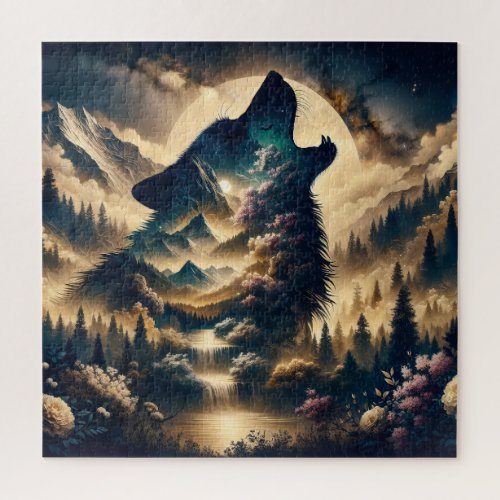 Wolf Howling at the Moon Jigsaw Puzzle