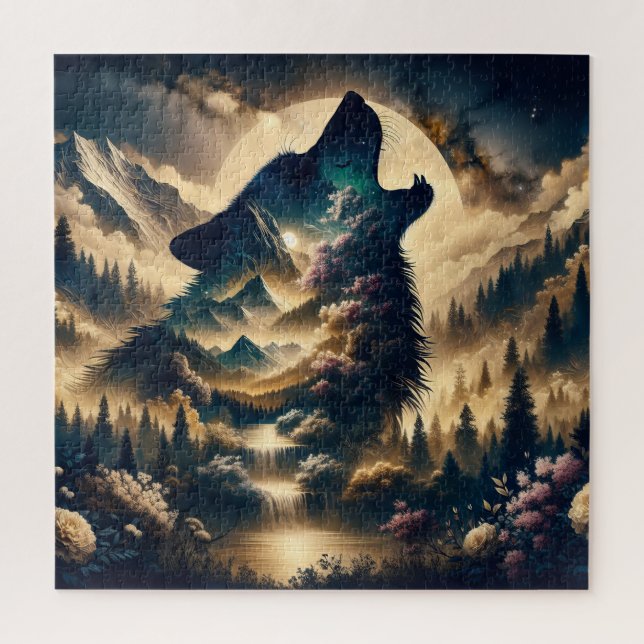 Wolf Howling at the Moon Jigsaw Puzzle (Vertical)