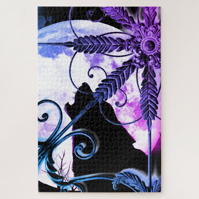 Wolf Howling at the Moon Jigsaw Puzzle (Vertical)