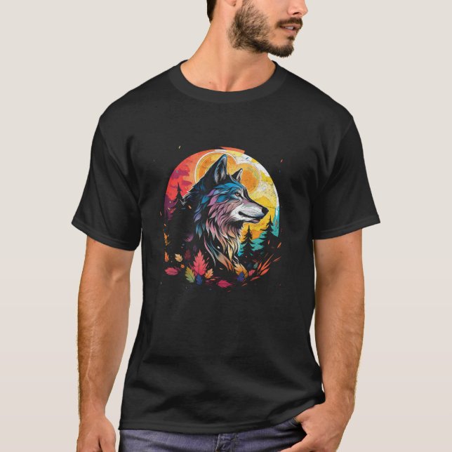 Wolf Howling at the Moon Kawaii Kid s Alaskan Wild T-Shirt (Front)