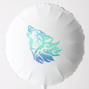 Wolf Howling At The Moon Maori Style Gift Idea Balloon