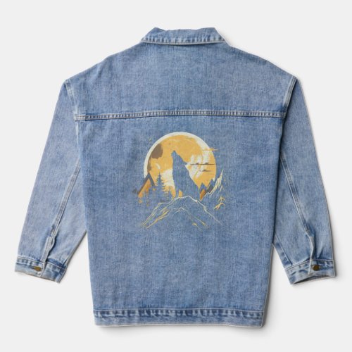 Wolf Howling At The Moon National Park Alaskan Wil Denim Jacket