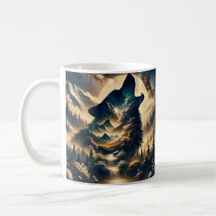 Wolf Howling at the Moon on a Cloudy Night Coffee Mug