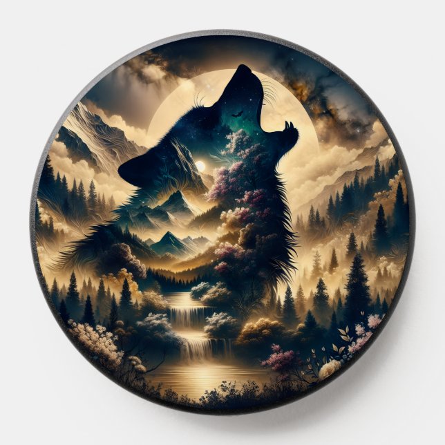 Wolf Howling at the Moon PopSocket (Popsocket)