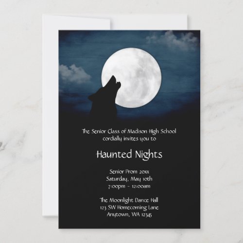 Wolf Howling at the Moon Prom Formal Invitation