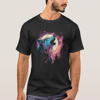 Wolf Howling At The Moon Retro Comic Book Women s  T-Shirt