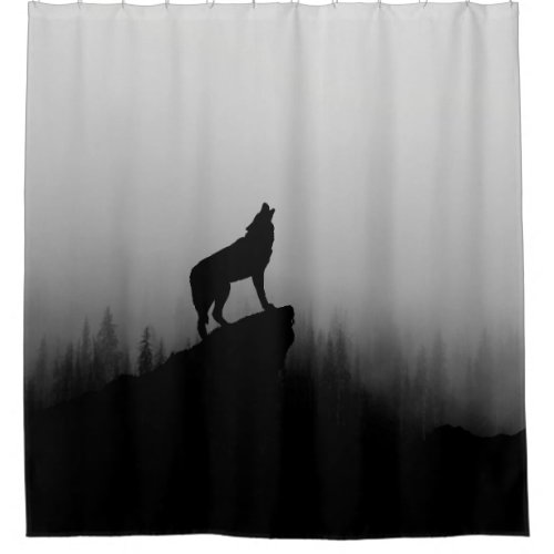 Wolf howling at the moon shower curtain