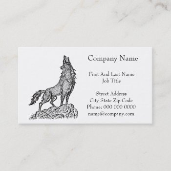 Wolf Howling At The Moon Silhouette Drawing Business Card by CorgisandThings at Zazzle