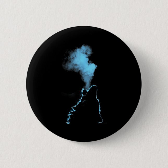 Wolf Howling At The Moon Starry Night Wolves Anima Button (Front)