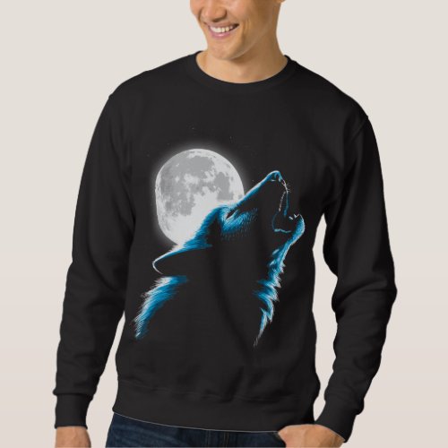 Wolf howling at the moon sweatshirt
