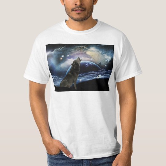 wolf howling at the moon t shirt