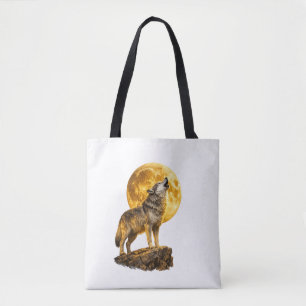 Wolf Howling at the Moon Tote Bag