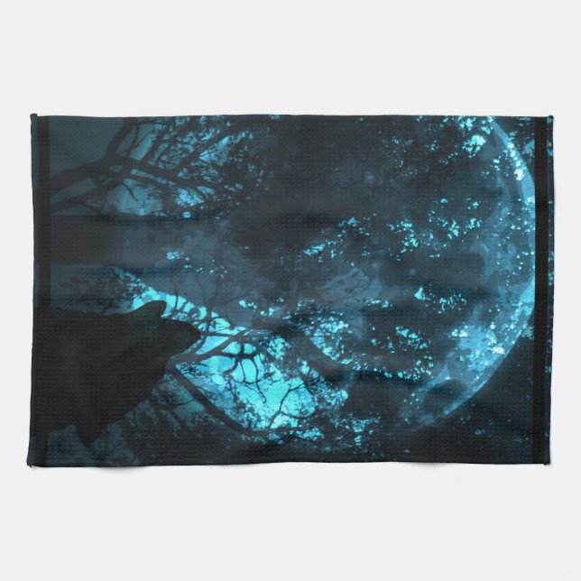 Wolf Howling At The Moon Towel (Horizontal)