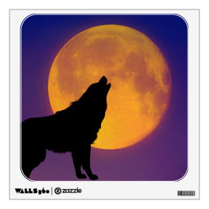 Wolf Howling at the Moon Wall Decal