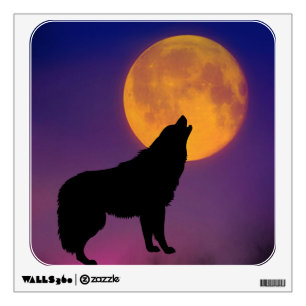 Wolf Howling at the Moon Wall Decal