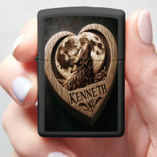 Wolf Howling At The Moon Zippo Lighter