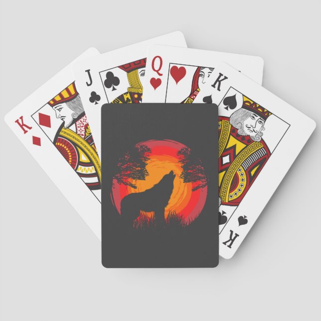 Wolf Howling at the Sun Poker Cards (Back)