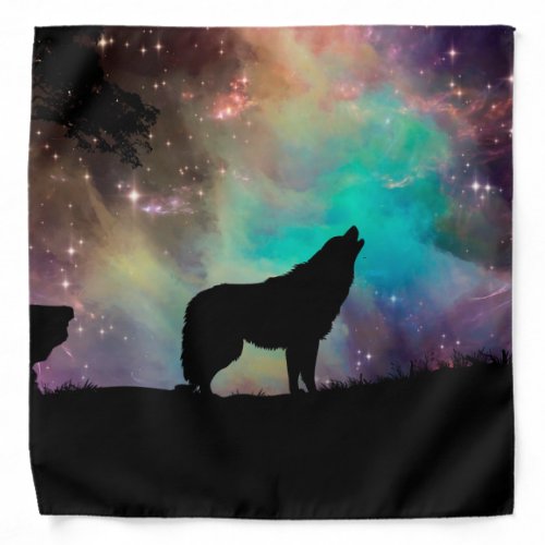 Wolf howling at the universe bandana