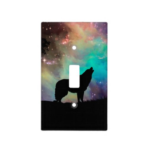 Wolf howling at the universe light switch cover